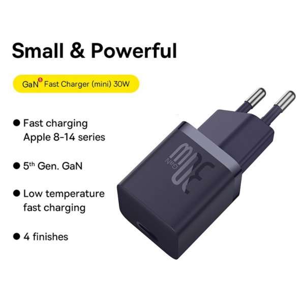 Baseus Laddare GaN5 Fast Charger Mini 30W Lila