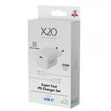 X2O Laddare med Kabel 1.2m 25W USB-C GaN Vit