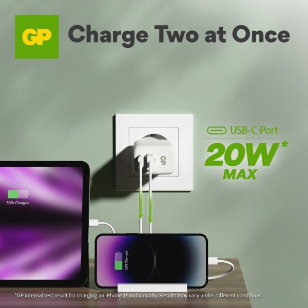 GP Laddare PD 20W USB-A + USB-C