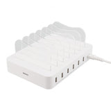Deltaco Laddningsstation 50W 6xUSB-A Vit