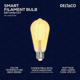 Deltaco Smart Home LED-lampa Filament E27 WiFi ST64 5.5W