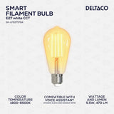 Deltaco Smart Home LED-lampa Filament E27 WiFi ST64 5.5W