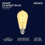 Deltaco Smart Home LED-lampa Filament E27 WiFi ST64 Spiral 5.5W