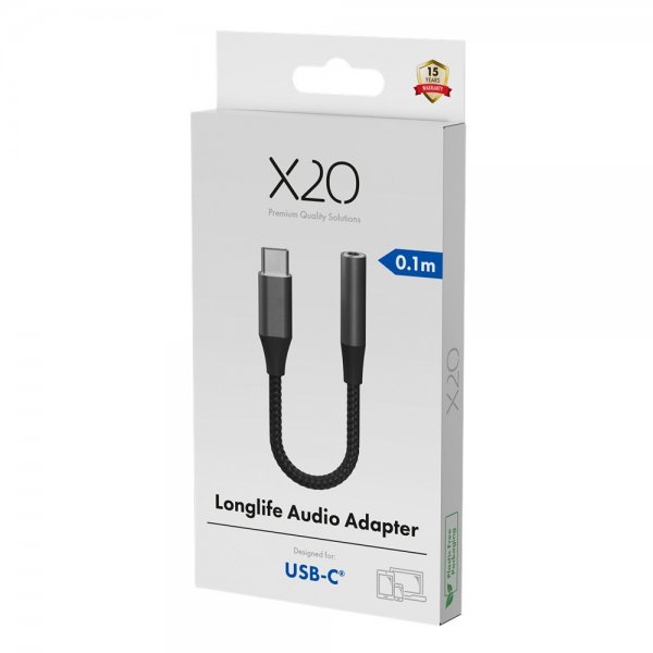 X2O Ljudadapter USB-C till 3.5mm AUX 0.1m Svart