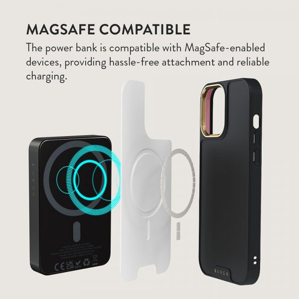 Burga Powerbank MagSafe 5000 mAh Love Me Right Metallgrå