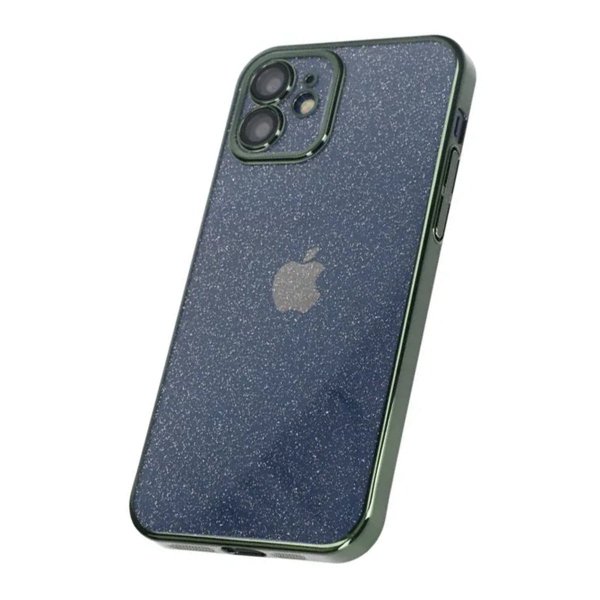 iPhone 12 Skal Glitter Transparent Stöttåligt Grön