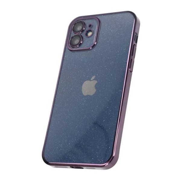 iPhone 12 Skal Glitter Transparent Stöttåligt Lila