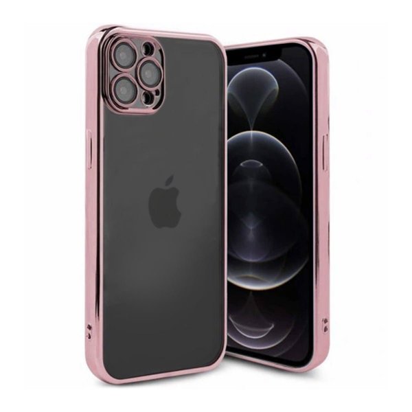 iPhone 12 Pro Skal Glitter Transparent Stöttåligt Rosa