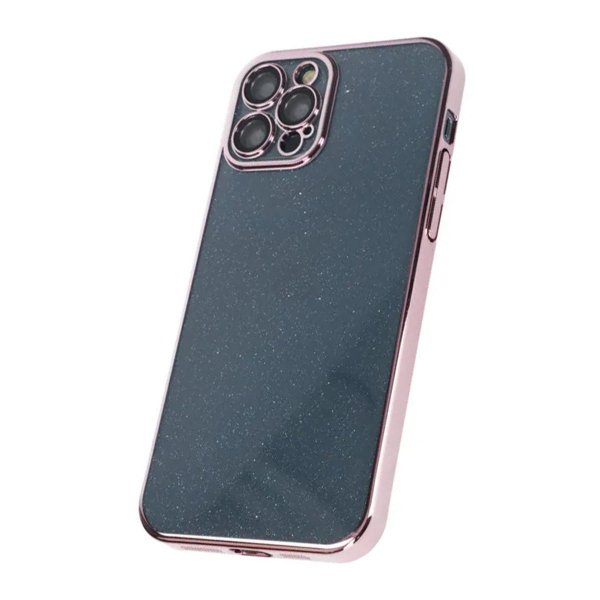iPhone 12 Pro Skal Glitter Transparent Stöttåligt Rosa