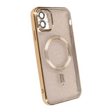 iPhone 11 Skal Glitter Transparent MagSafe Guld