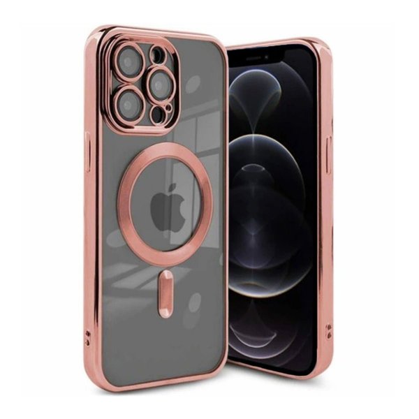 iPhone 12 Pro Skal Glitter Transparent MagSafe Rosa