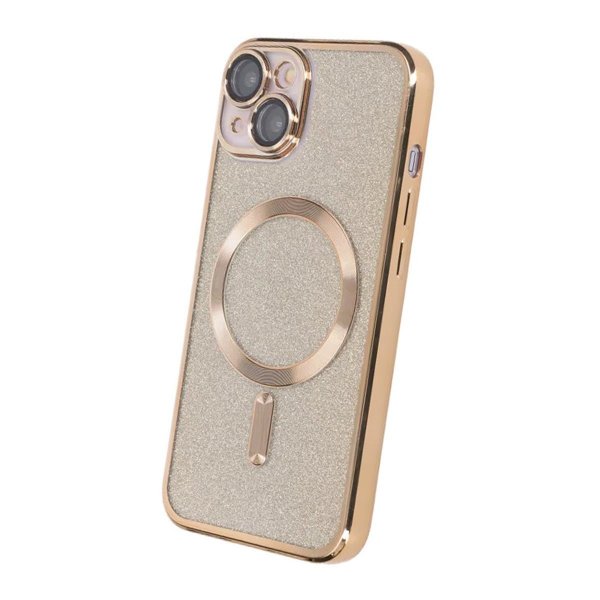 iPhone 13 Skal Glitter Transparent MagSafe Guld