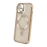 iPhone 14 Skal Glitter Transparent MagSafe Guld