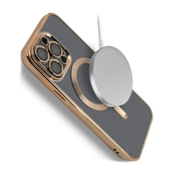 iPhone 15 Pro Max Skal Glitter Transparent MagSafe Guld