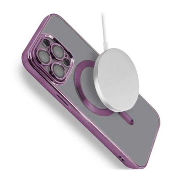 iPhone 15 Pro Max Skal Glitter Transparent MagSafe Lila