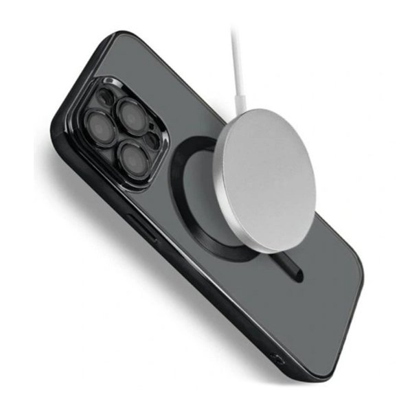 iPhone 15 Pro Skal Glitter Transparent MagSafe Svart
