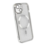 iPhone 15 Skal Glitter Transparent MagSafe Silver