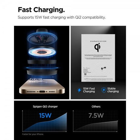 Spigen MagSafe-bilhållare med Trådlös Laddning OneTap Pro 4 Dashboard/Windshield