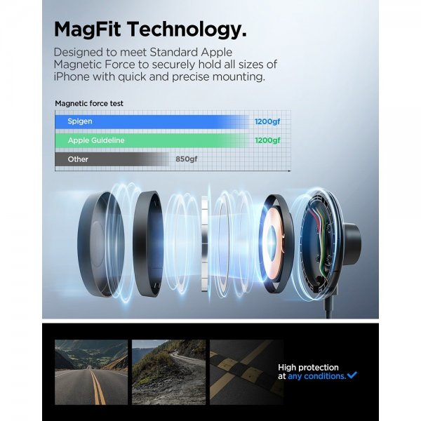 Spigen MagSafe-bilhållare med Trådlös Laddning OneTap Pro 4 Dashboard/Windshield