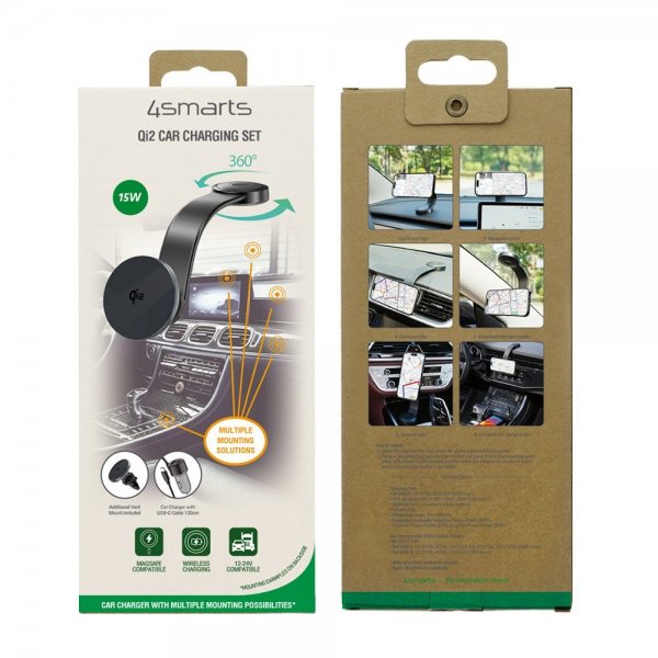 4smarts MagSafe Bilhållare Qi2 Car Charging Set