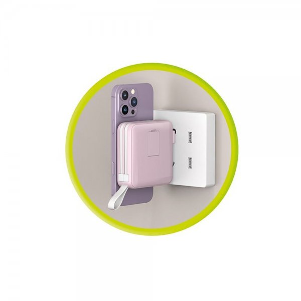Mobile Origin MagSafe-powerbank/Reseladdare Inbyggda kablar/Apple Watch-laddning Rosa
