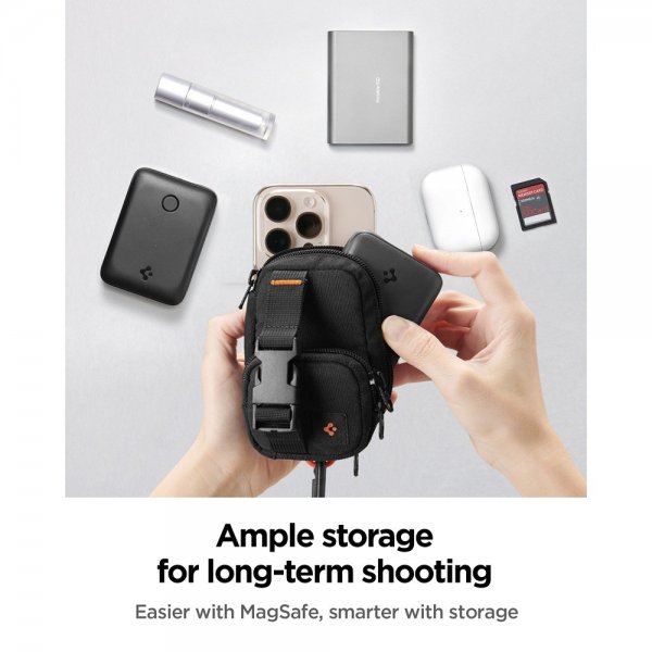 Spigen MagSafe Väska Portable Organizer Pouch Snap Zip MagFit Svart