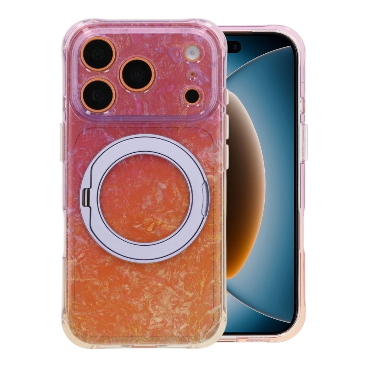 iPhone 17 Pro Max/iPhone 18 Pro Max Skal Marmorerat MagSafe-stativ Lila