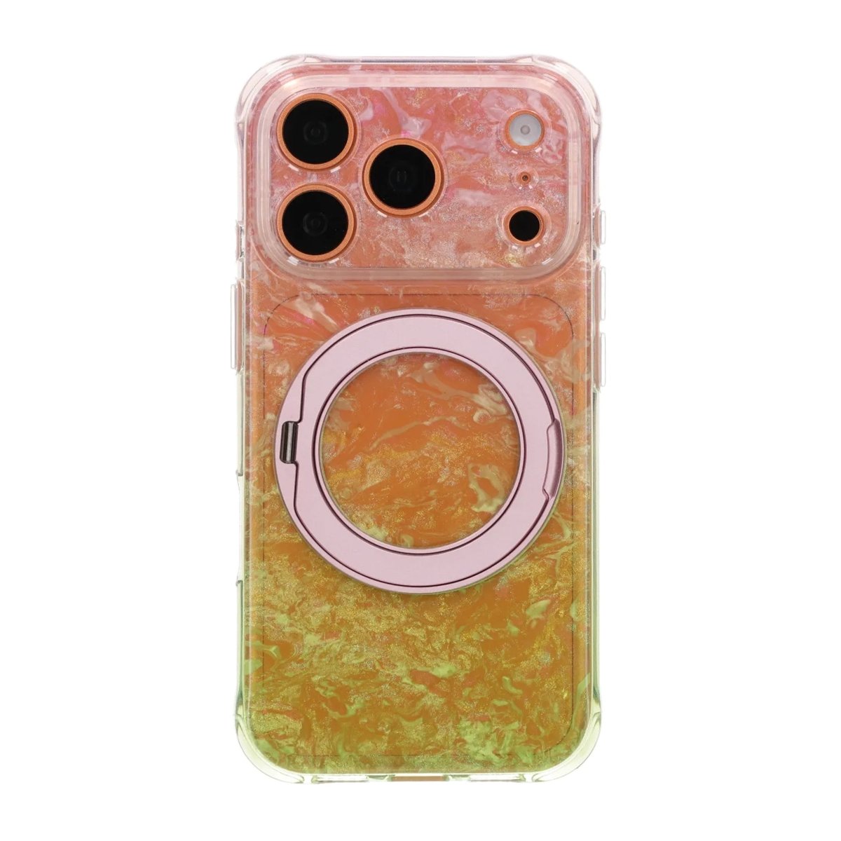 iPhone 17 Pro/iPhone 18 Pro Skal Marmorerat MagSafe-stativ Rosa