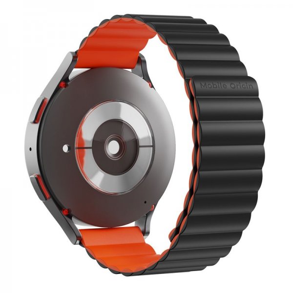 Mobile Origin Samsung Galaxy Watch 20mm Armband Easy Strap Svart Orange