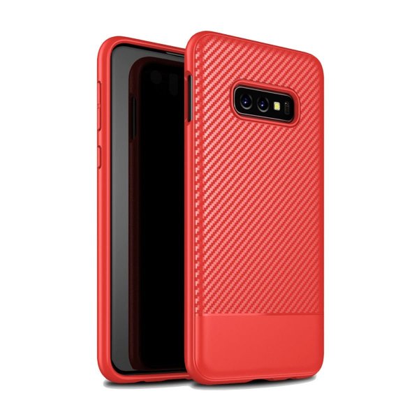 Samsung Galaxy S10E Skal Kolfibermönster Röd