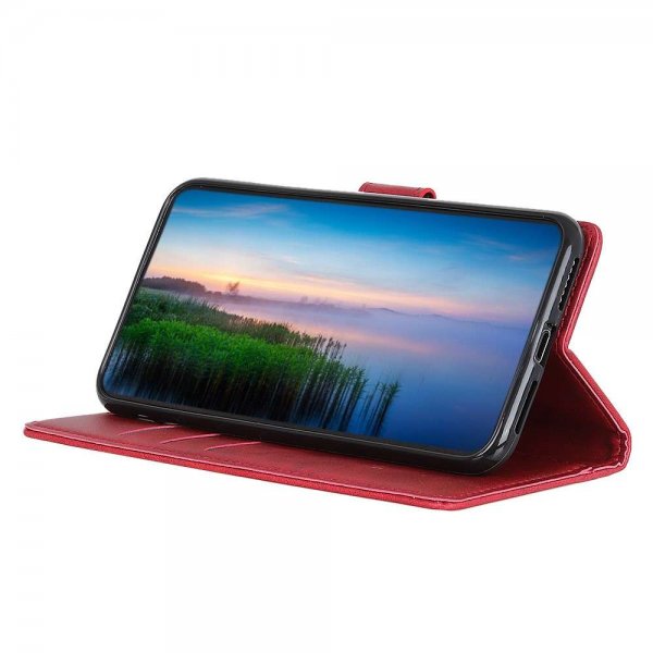Motorola Edge 20 Lite Fodral Lädertextur Röd