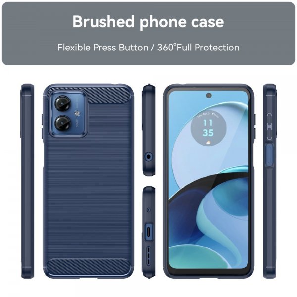 Motorola Moto G14 Skal Borstad Kolfibertextur Blå