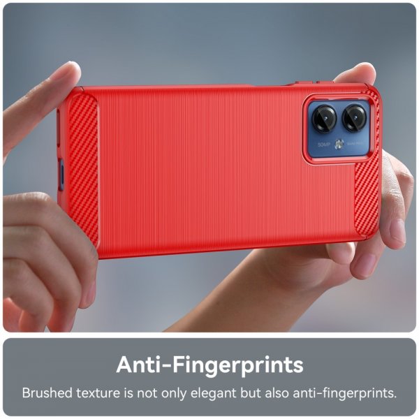 Motorola Moto G14 Skal Borstad Kolfibertextur Röd