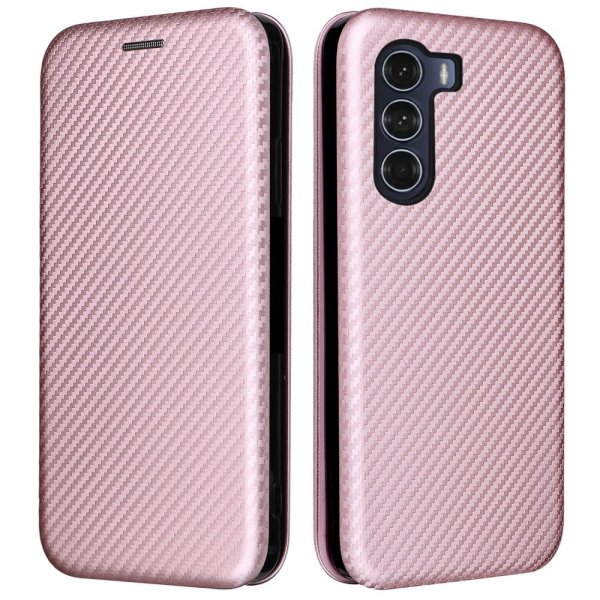 Motorola Moto G200 Fodral Kolfibertextur Roseguld