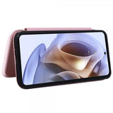 Motorola Moto G200 Fodral Kolfibertextur Roseguld