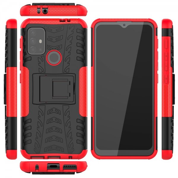 Motorola Moto G30 Skal Däckmönster Stativfunktion Röd
