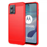 Mofi Motorola Moto G53 5G Skal Borstad Kolfibertextur Röd