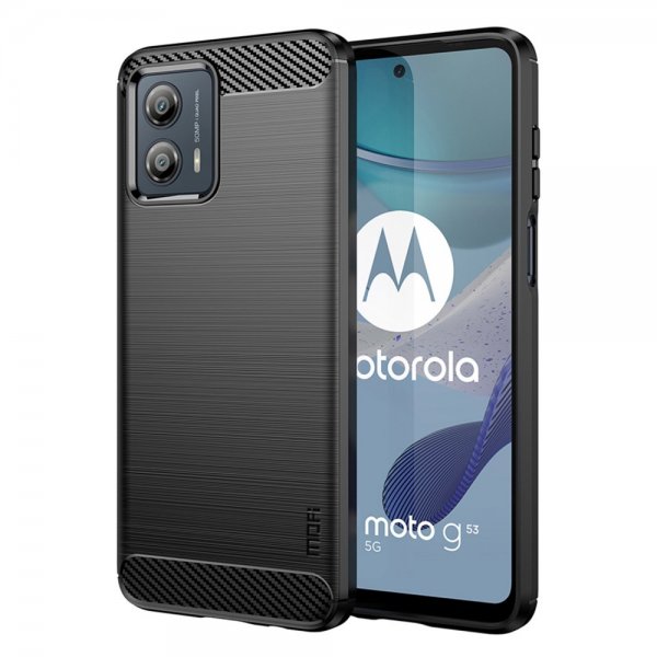 Mofi Motorola Moto G53 5G Skal Borstad Kolfibertextur Svart
