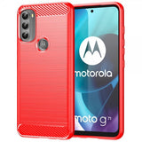 Motorola Moto G71 5G Skal Borstad Kolfibertextur Röd