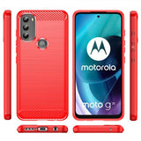 Motorola Moto G71 5G Skal Borstad Kolfibertextur Röd