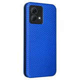 Motorola Moto G84 Fodral Kolfibertextur Blå