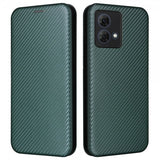 Motorola Moto G84 Fodral Kolfibertextur Grön