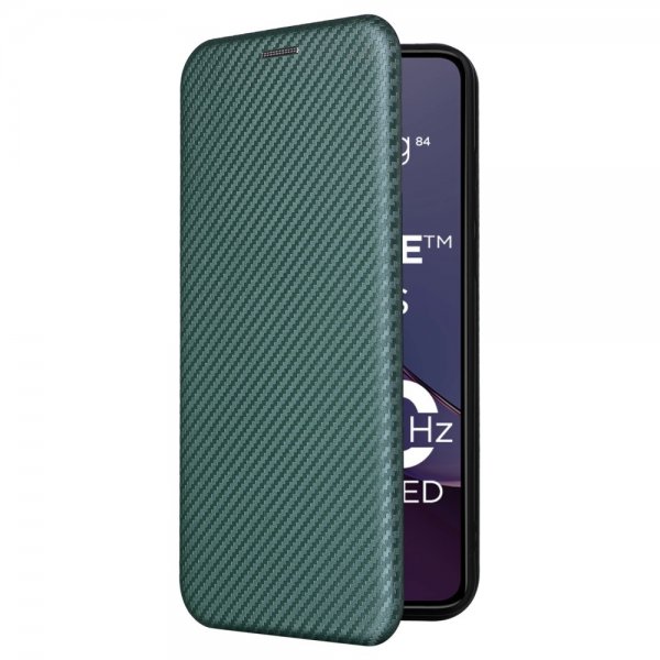 Motorola Moto G84 Fodral Kolfibertextur Grön