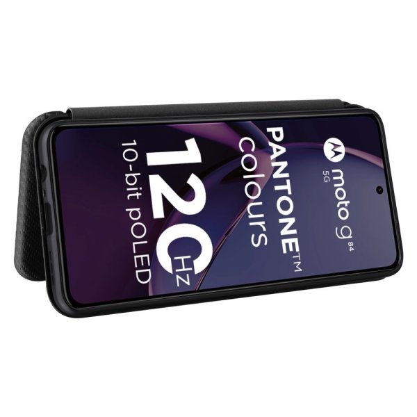 Motorola Moto G84 Fodral Kolfibertextur Svart