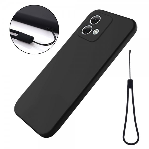 Motorola Moto G84 Skal med Strap Silikon Svart