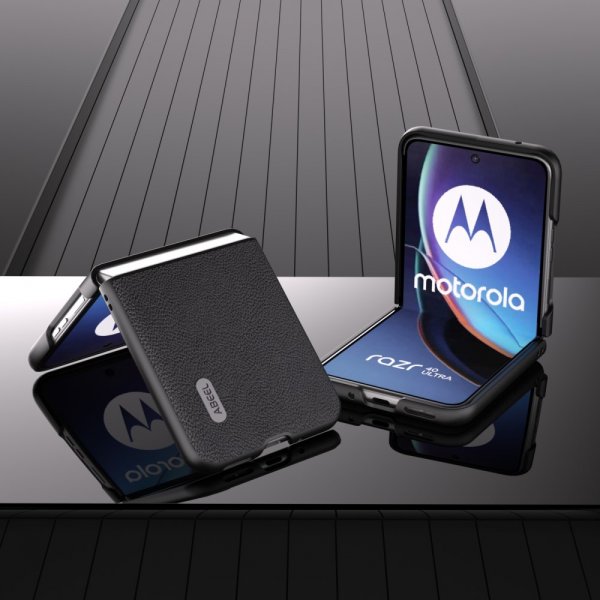 ABEEL Motorola Razr 40 Ultra Skal Äkta Läder Svart
