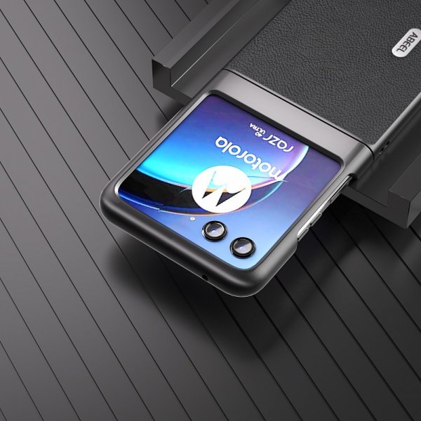 ABEEL Motorola Razr 40 Ultra Skal Äkta Läder Svart