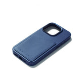 Mujjo iPhone 15 Pro Skal Full Leather Wallet Case MagSafe Monaco Blue