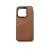 Mujjo iPhone 15 Pro Skal Full Leather Wallet Case MagSafe Dark Tan