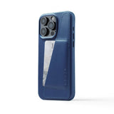 Mujjo iPhone 15 Pro Max Skal Full Leather Wallet Case MagSafe Monaco Blue